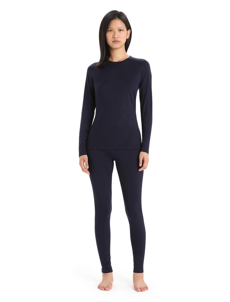 Une pièce Icebreaker Merino 200 Oasis Long Sleeve Crewe Thermal Top Femme Bleu Marine | FR 1766KORI